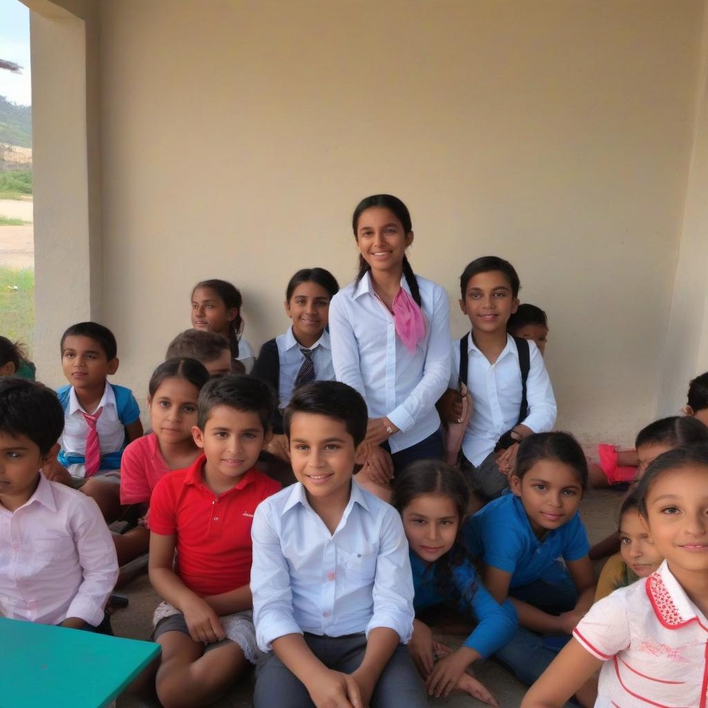  A man sits at school, in grade 1 with children