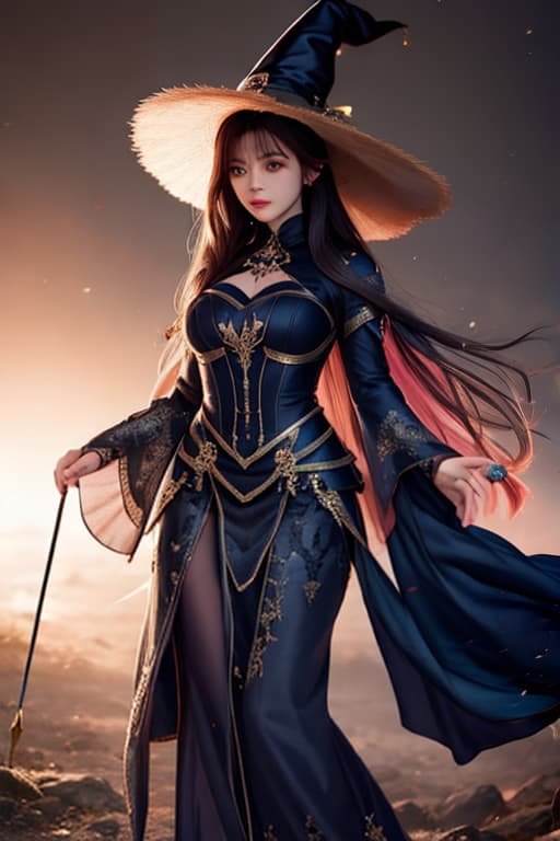  witch hyperrealistic, full body, detailed clothing, highly detailed, cinematic lighting, stunningly beautiful, intricate, sharp focus, f/1. 8, 85mm, (centered image composition), (professionally color graded), ((bright soft diffused light)), volumetric fog, trending on instagram, trending on tumblr, HDR 4K, 8K