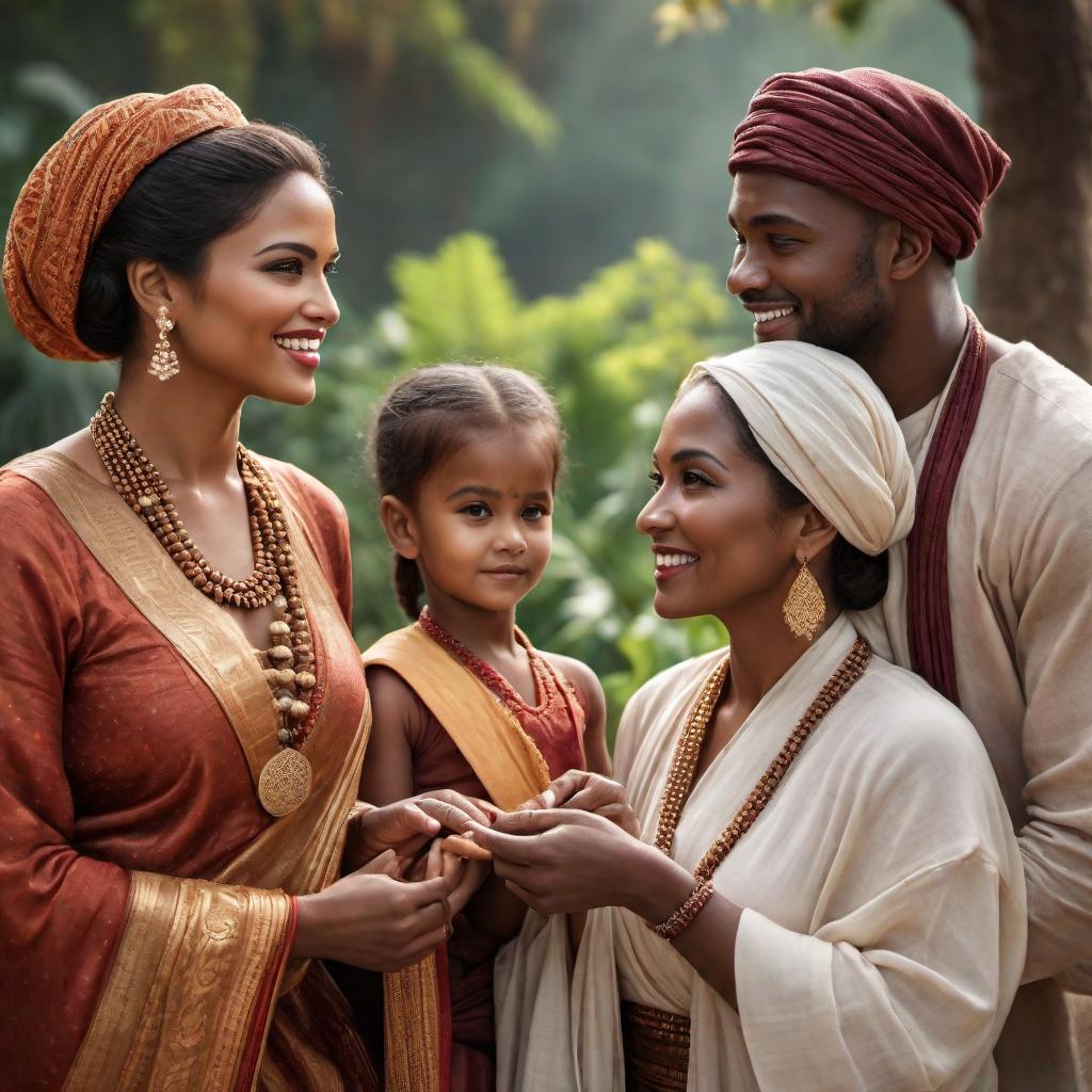  A heartwarming scene showing four different people of various ethnicities and social backgrounds, ranging from the wealthy to the poor, helping one another. Each person should be assisting another in a unique way, representing a diverse and supportive community. The image should convey warmth, unity, and cooperation, with a focus on the act of helping and kindness. Highlight clear distinctions in social status through elements like attire and environment while maintaining a positive, inclusive atmosphere. hyperrealistic, full body, detailed clothing, highly detailed, cinematic lighting, stunningly beautiful, intricate, sharp focus, f/1. 8, 85mm, (centered image composition), (professionally color graded), ((bright soft diffused light)), volumetric fog, trending on instagram, trending on tumblr, HDR 4K, 8K