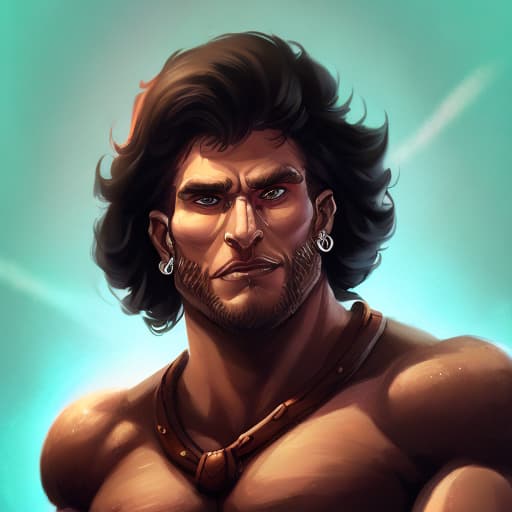 portrait+ style UK gladiators condensant queer brunette hunk dude face