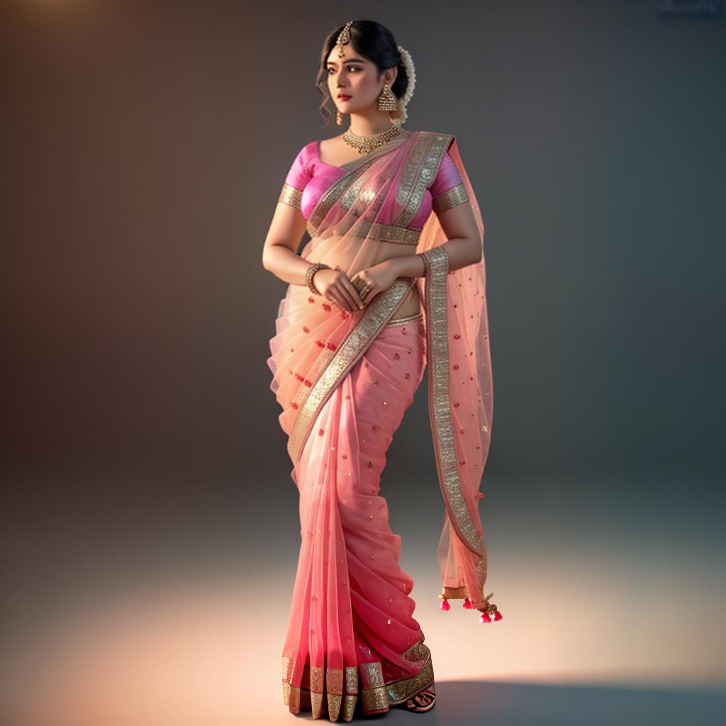  a Chubby indian women in pink saree, clean face details, portrait hyperrealistic, full body, detailed clothing, highly detailed, cinematic lighting, stunningly beautiful, intricate, sharp focus, f/1. 8, 85mm, (centered image composition), (professionally color graded), ((bright soft diffused light)), volumetric fog, trending on instagram, trending on tumblr, HDR 4K, 8K