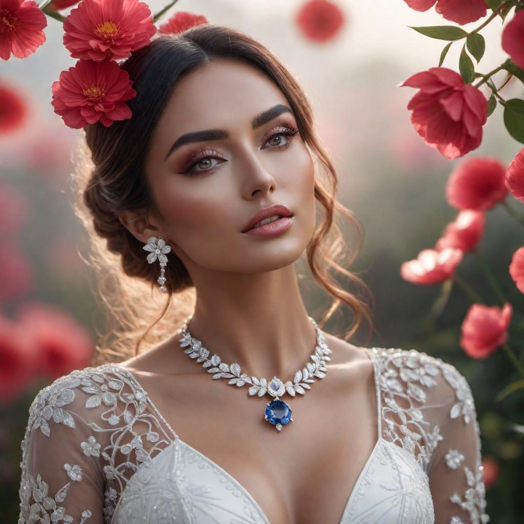  A single round cut gemstone at the center with multiple surrounding trillion-shaped flower petals hyperrealistic, full body, detailed clothing, highly detailed, cinematic lighting, stunningly beautiful, intricate, sharp focus, f/1. 8, 85mm, (centered image composition), (professionally color graded), ((bright soft diffused light)), volumetric fog, trending on instagram, trending on tumblr, HDR 4K, 8K