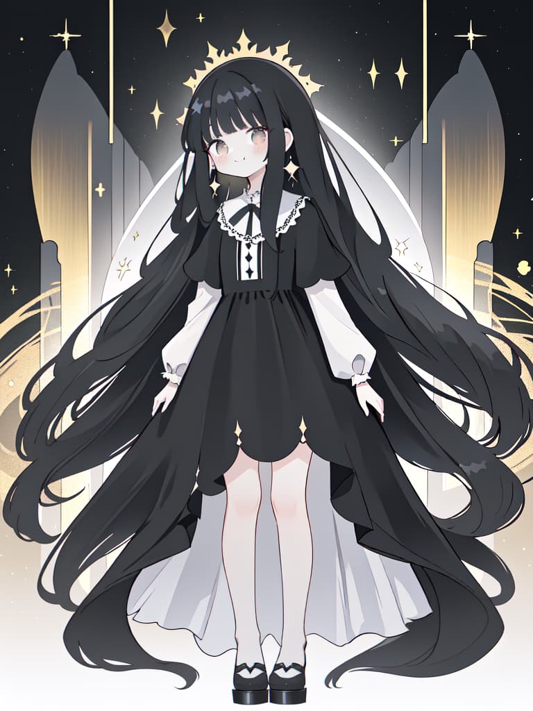  Masterpiece,(solo girl),delicate hair color,(((very long black hair))),(((more than twice her height))),(((absurd))),white knee length dress,fluffy,standing,full body,smiling,super high quality,super analyzed,super sensitive,16K, masterpiece, best quality,8k,ultra detailed,high resolution,an extremely delicate and beautiful,hyper detail