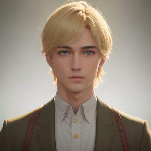  blonde boy with green brown eyes with golden ratio and facial harmony that the boy looks delicate hyperrealistic, full body, detailed clothing, highly detailed, cinematic lighting, stunningly beautiful, intricate, sharp focus, f/1. 8, 85mm, (centered image composition), (professionally color graded), ((bright soft diffused light)), volumetric fog, trending on instagram, trending on tumblr, HDR 4K, 8K