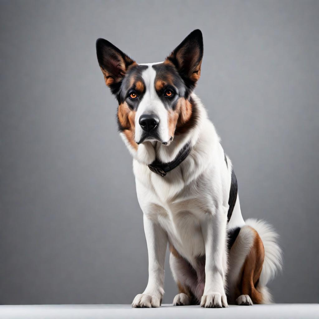  A bold and striking logo of a large dog. The dog should be portrayed in a powerful and confident stance, with clean and modern lines. It should have a strong, minimalist design, possibly incorporating geometric shapes or sharp angles. The color scheme should be simple yet impactful, utilizing contrasting colors such as black and white. The overall look should be professional and memorable, suitable for branding purposes. hyperrealistic, full body, detailed clothing, highly detailed, cinematic lighting, stunningly beautiful, intricate, sharp focus, f/1. 8, 85mm, (centered image composition), (professionally color graded), ((bright soft diffused light)), volumetric fog, trending on instagram, trending on tumblr, HDR 4K, 8K