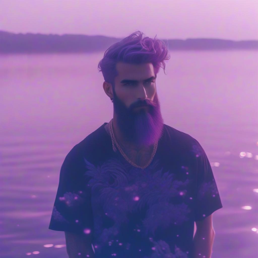  anime artwork a man standing in front of a body of water, a polaroid photo, purple tint, fractal beard, casey cooke, anime style, comix wave films style, detailed face, detailed eyes, high quality . anime style, key visual, vibrant, studio anime, highly detailed hyperrealistic, full body, detailed clothing, highly detailed, cinematic lighting, stunningly beautiful, intricate, sharp focus, f/1. 8, 85mm, (centered image composition), (professionally color graded), ((bright soft diffused light)), volumetric fog, trending on instagram, trending on tumblr, HDR 4K, 8K