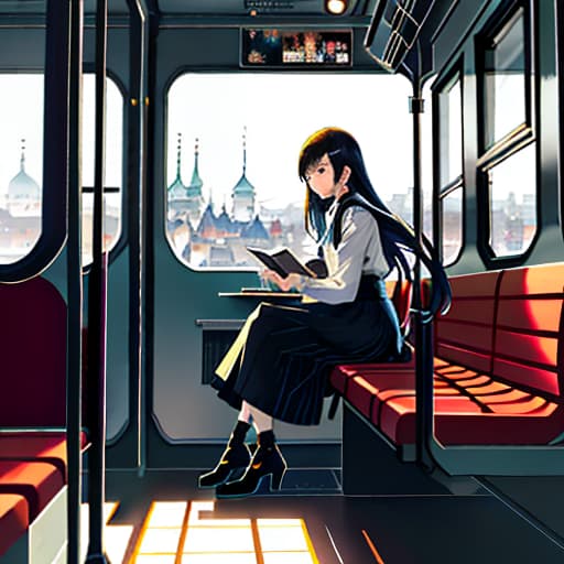  A small girl sits in a train compartment by a table, and outside the window is the city of Tallinn., Sketch, Manga Sketch, Pencil drawing, Black and White, Manga, Manga style, Low detail, Line art, vector art, Monochromatic, by katsuhiro otomo and masamune shirow and studio ghilibi and yukito kishiro hyperrealistic, full body, detailed clothing, highly detailed, cinematic lighting, stunningly beautiful, intricate, sharp focus, f/1. 8, 85mm, (centered image composition), (professionally color graded), ((bright soft diffused light)), volumetric fog, trending on instagram, trending on tumblr, HDR 4K, 8K