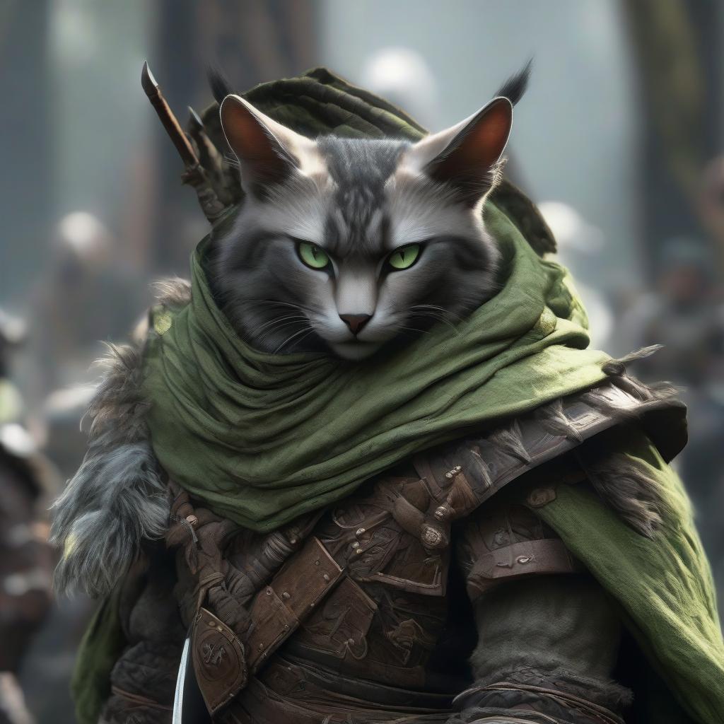  tabaxi, rogue, green eyes, girl, two short swords, dnd hyperrealistic, full body, detailed clothing, highly detailed, cinematic lighting, stunningly beautiful, intricate, sharp focus, f/1. 8, 85mm, (centered image composition), (professionally color graded), ((bright soft diffused light)), volumetric fog, trending on instagram, trending on tumblr, HDR 4K, 8K