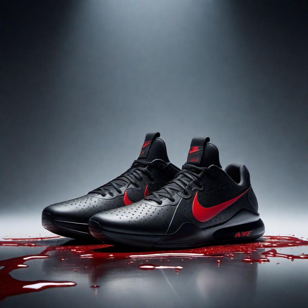  A Nike logo with blood drips coming from the side. The design should be sleek, modern, and convey a sense of intensity and edginess. The blood drips should look realistic and blend artistically with the black Nike swoosh. hyperrealistic, full body, detailed clothing, highly detailed, cinematic lighting, stunningly beautiful, intricate, sharp focus, f/1. 8, 85mm, (centered image composition), (professionally color graded), ((bright soft diffused light)), volumetric fog, trending on instagram, trending on tumblr, HDR 4K, 8K