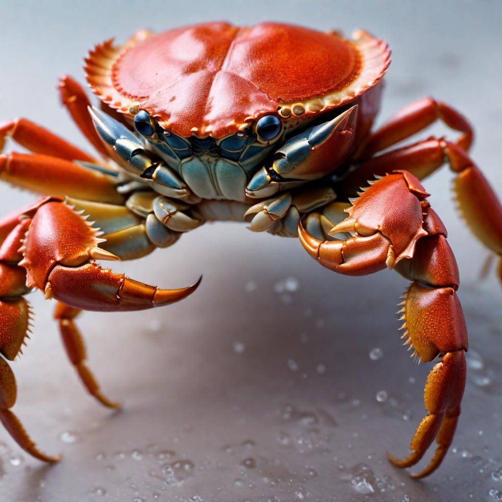  Draw a picture of a crab. hyperrealistic, full body, detailed clothing, highly detailed, cinematic lighting, stunningly beautiful, intricate, sharp focus, f/1. 8, 85mm, (centered image composition), (professionally color graded), ((bright soft diffused light)), volumetric fog, trending on instagram, trending on tumblr, HDR 4K, 8K