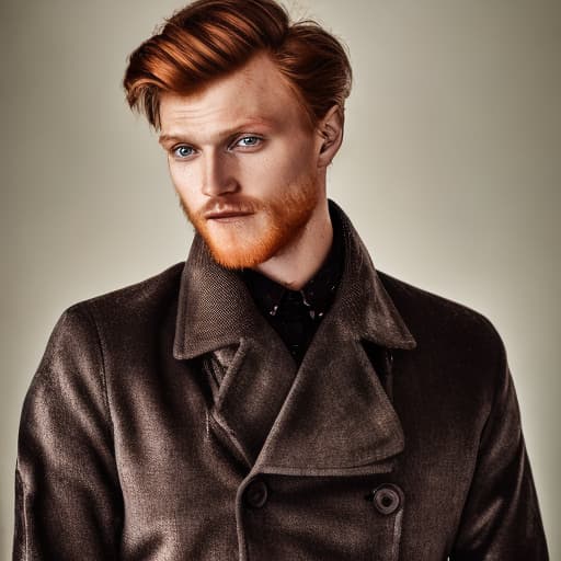 portrait+ style Russian homosexual queer supermodel ginger hunk dude face