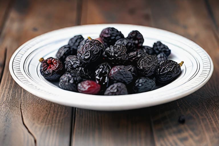  "Realistic close up of a clean, modern kitchen countertop with a bowl of prunes, a glass of prune juice, and a few fresh figs. The background shows a bright, airy kitchen with natural light streaming in through a window, highlighting the freshness of the ingredients. The focus is on the foods known to aid digestion, with the textures and colors of the prunes and figs vividly detailed. The scene is simple and inviting, emphasizing the natural solution to the problem. The image has a high quality, professional look with a warm and healthy atmosphere."Ensure no face,leg,hand or eye defomities.Ensure all images are clear, detailed, contains no text and no deformities. realistic, highly detailed, photorealistic, cinematic lighting, intricate, sh hyperrealistic, full body, detailed clothing, highly detailed, cinematic lighting, stunningly beautiful, intricate, sharp focus, f/1. 8, 85mm, (centered image composition), (professionally color graded), ((bright soft diffused light)), volumetric fog, trending on instagram, trending on tumblr, HDR 4K, 8K