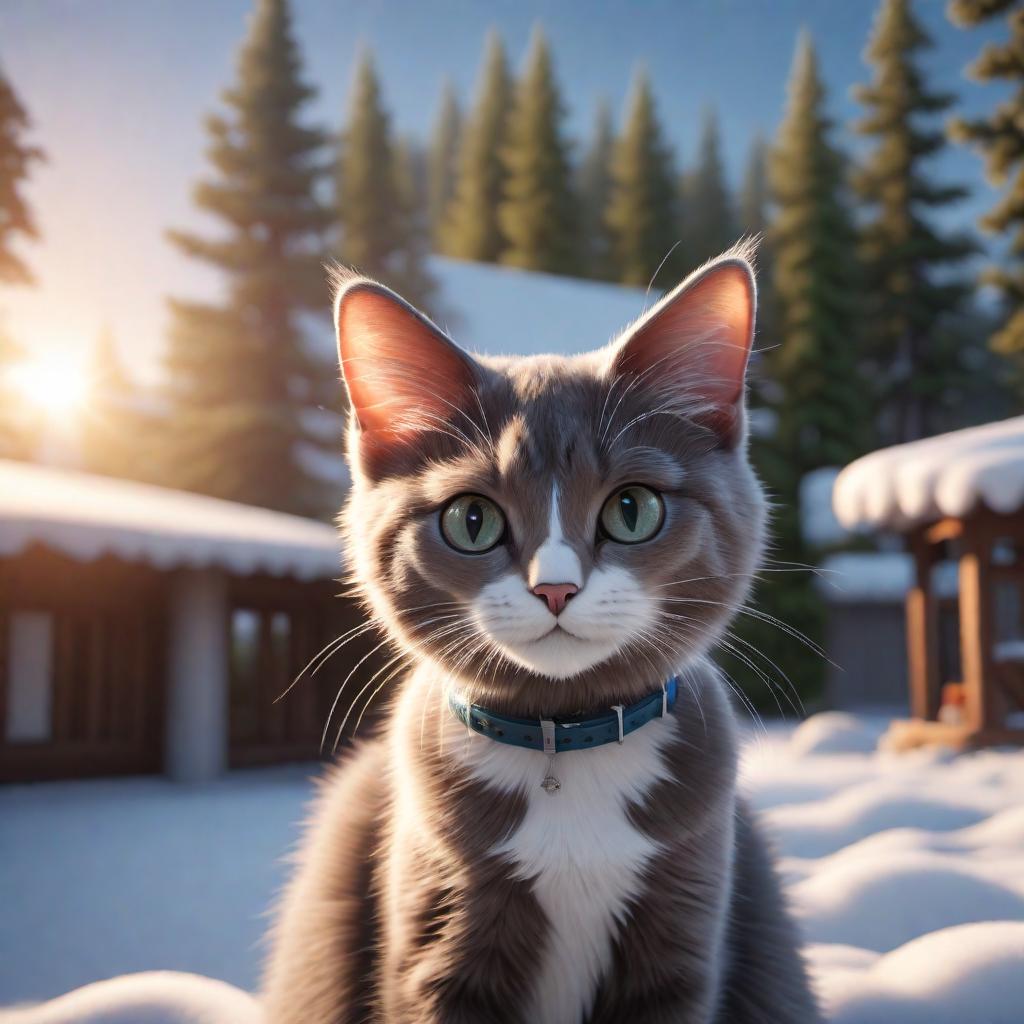  Please generate a cartoon picture of the cat in the image. hyperrealistic, full body, detailed clothing, highly detailed, cinematic lighting, stunningly beautiful, intricate, sharp focus, f/1. 8, 85mm, (centered image composition), (professionally color graded), ((bright soft diffused light)), volumetric fog, trending on instagram, trending on tumblr, HDR 4K, 8K