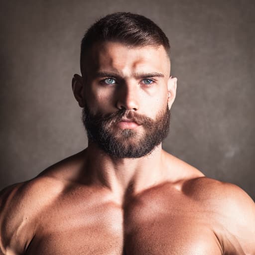 portrait+ style Russian queer fitness model brunette hunk dilf dude face