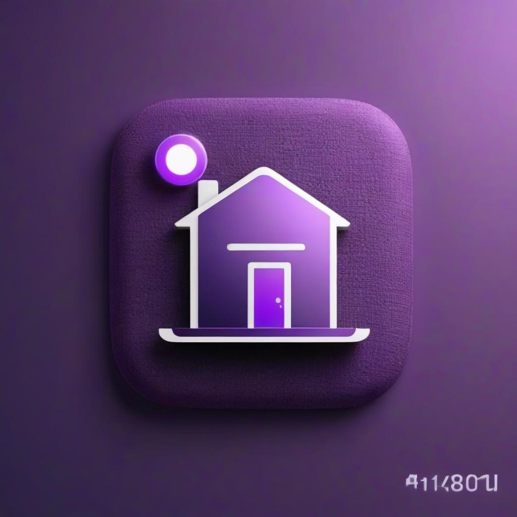  Smart home mobile app shortcut icon in purple tones. hyperrealistic, full body, detailed clothing, highly detailed, cinematic lighting, stunningly beautiful, intricate, sharp focus, f/1. 8, 85mm, (centered image composition), (professionally color graded), ((bright soft diffused light)), volumetric fog, trending on instagram, trending on tumblr, HDR 4K, 8K