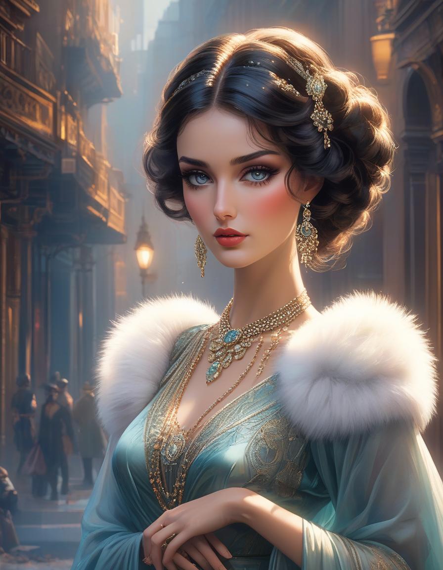  GTA style artwork Very close up just face, gala dress, very beautiful, delicate face, big eyes, gouache wash, cinematic, calligraphic lines. Rolf Armstrong, Paul Poiret, Margaret Keane. mysterious, modern vintage, full body gouache painting, adorable portrait, ethereal, translucent, victorian style, pheasant bell, fur stole, hypnotic look. long dark wavy hair. intense and deep colors, boho style, beautiful designs, fashion magazine, Broken Glass effect, no background, stunning, something that even doesn't exist, mythical being, energy, molecular, textures, iridescent and luminescent scales, breathtaking beauty, pure perfection, divine presence, unforgettable, impressive, breathtaking beauty, Volumetric light, auras, rays, vivid colors refle hyperrealistic, full body, detailed clothing, highly detailed, cinematic lighting, stunningly beautiful, intricate, sharp focus, f/1. 8, 85mm, (centered image composition), (professionally color graded), ((bright soft diffused light)), volumetric fog, trending on instagram, trending on tumblr, HDR 4K, 8K