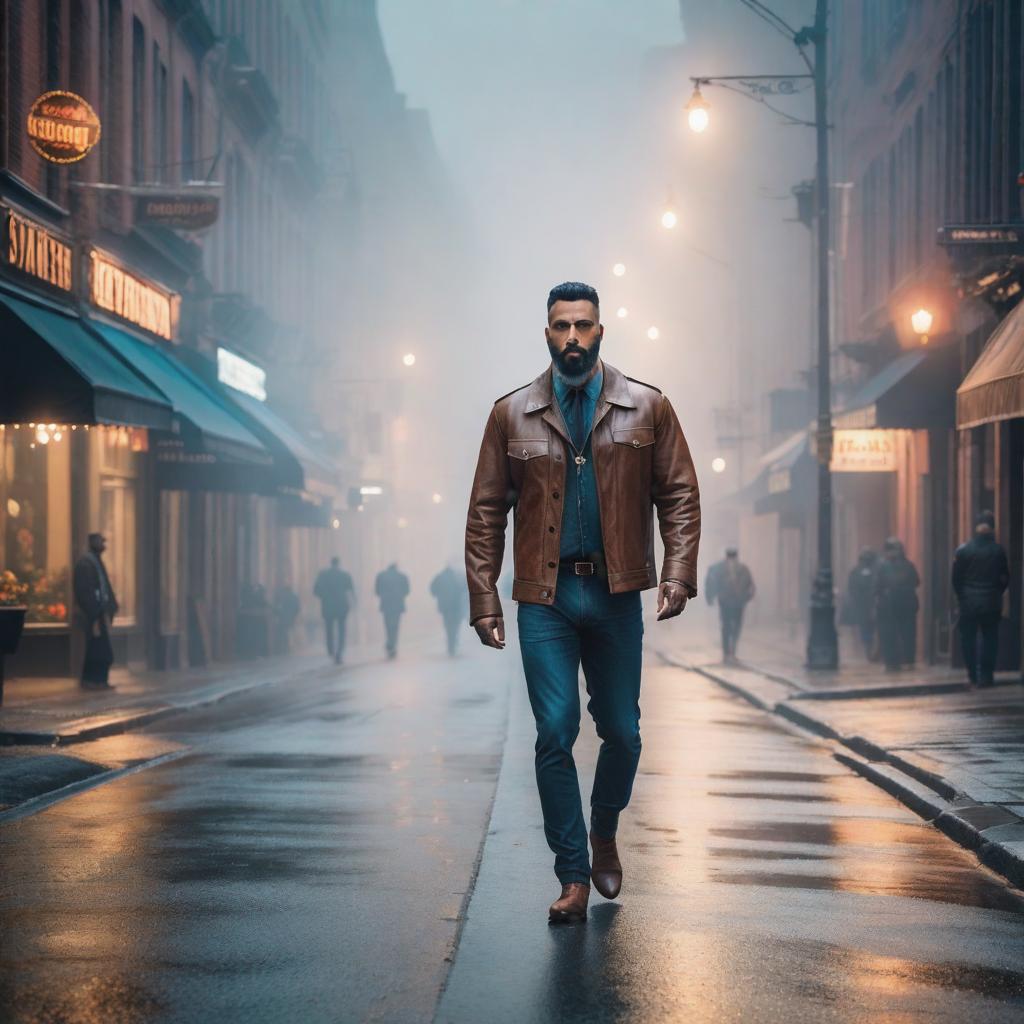  a man walking on the street hyperrealistic, full body, detailed clothing, highly detailed, cinematic lighting, stunningly beautiful, intricate, sharp focus, f/1. 8, 85mm, (centered image composition), (professionally color graded), ((bright soft diffused light)), volumetric fog, trending on instagram, trending on tumblr, HDR 4K, 8K