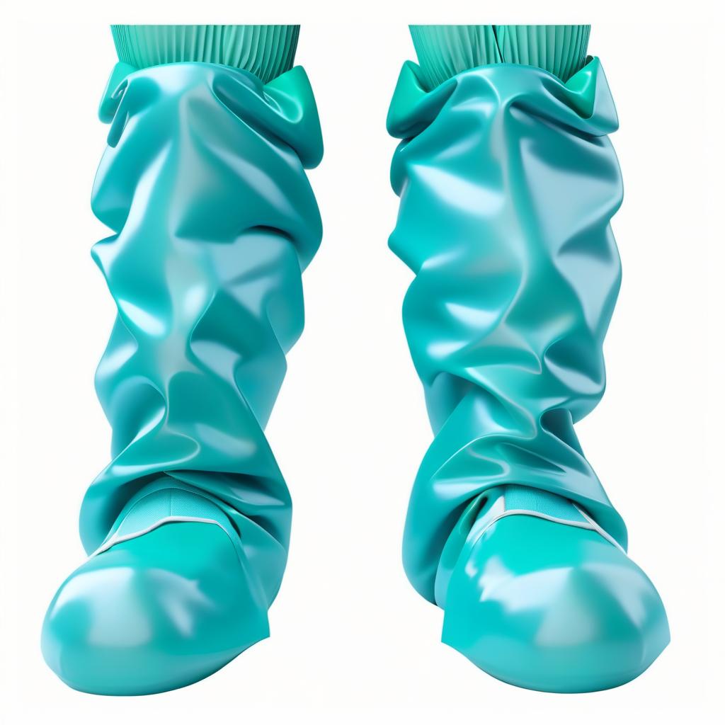  On the feet are worn, pants, filled, in smooth without pleats, high surgical shorts like boots, with upper elastic cuffs, made of glossy latex, the lower part, (from the sole to the ankle: 1.2), (dark green: 1.3), the upper part, (from the ankle to the knee: 1.2), (dark blue: 1.3) hyperrealistic, full body, detailed clothing, highly detailed, cinematic lighting, stunningly beautiful, intricate, sharp focus, f/1. 8, 85mm, (centered image composition), (professionally color graded), ((bright soft diffused light)), volumetric fog, trending on instagram, trending on tumblr, HDR 4K, 8K