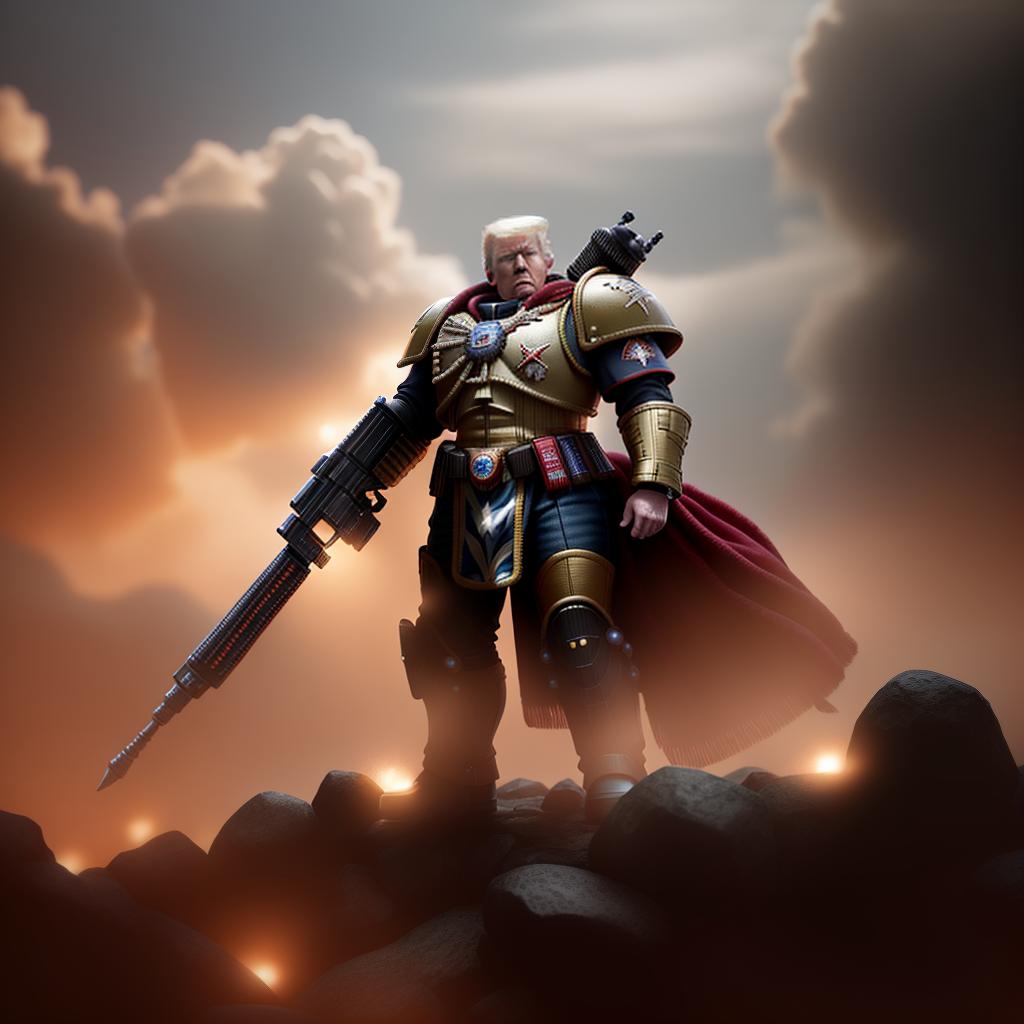  President Donald Trump as Warhammer 40K space marine, , hyperrealistic, high quality, highly detailed, perfect lighting, intricate, sharp focus, f/1. 8, 85mm, (centered image composition), (professionally color graded), ((bright soft diffused light)), trending on instagram, HDR 4K, 8K