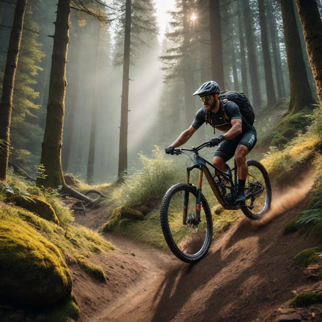  A creative post for Instagram Reels on the theme of mountain biking, to make it popular, gain views, likes, and comments. Include hashtags for maximum engagement. hyperrealistic, full body, detailed clothing, highly detailed, cinematic lighting, stunningly beautiful, intricate, sharp focus, f/1. 8, 85mm, (centered image composition), (professionally color graded), ((bright soft diffused light)), volumetric fog, trending on instagram, trending on tumblr, HDR 4K, 8K