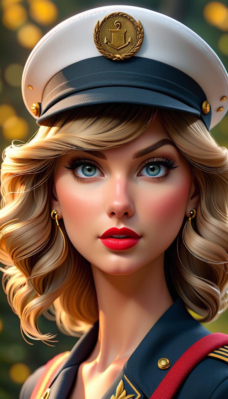  Professional 3D model of Taylor Swift as a sailor . Rendered with Octane, the model is highly detailed,dramatic lighting. hyperrealistic, full body, detailed clothing, highly detailed, cinematic lighting, stunningly beautiful, intricate, sharp focus, f/1. 8, 85mm, (centered image composition), (professionally color graded), ((bright soft diffused light)), volumetric fog, trending on instagram, trending on tumblr, HDR 4K, 8K