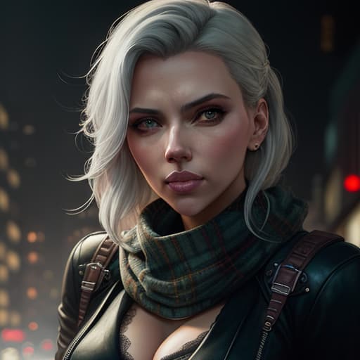  (dark shot:1.1), epic realistic, portrait of Scarlett Johansson , sunglasses, blue eyes, tartan scarf, white hair by atey ghailan, by greg rutkowski, by greg tocchini, by james gilleard, by joe fenton, by kaethe butcher, gradient yellow, black, brown and magenta color scheme, grunge aesthetic!!! graffiti tag wall background, art by greg rutkowski and artgerm, soft cinematic light, adobe lightroom, photolab, hdr, intricate, highly detailed, (depth of field:1.4), faded, (neutral colors:1.2), (hdr:1.4), (muted colors:1.2), hyperdetailed, (artstation:1.4), cinematic, warm lights, dramatic light, (intricate details:1.1), complex background, (rutkowski:0.66), (teal and orange:0.4) hyperrealistic, full body, detailed clothing, highly detailed, cinematic lighting, stunningly beautiful, intricate, sharp focus, f/1. 8, 85mm, (centered image composition), (professionally color graded), ((bright soft diffused light)), volumetric fog, trending on instagram, trending on tumblr, HDR 4K, 8K