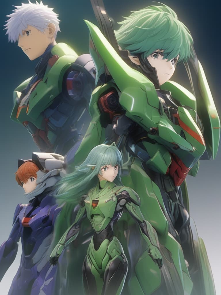  Green hair character New century Evangelion, masterpiece, best quality,8k,ultra detailed,high resolution,an extremely delicate and beautiful,hyper detail