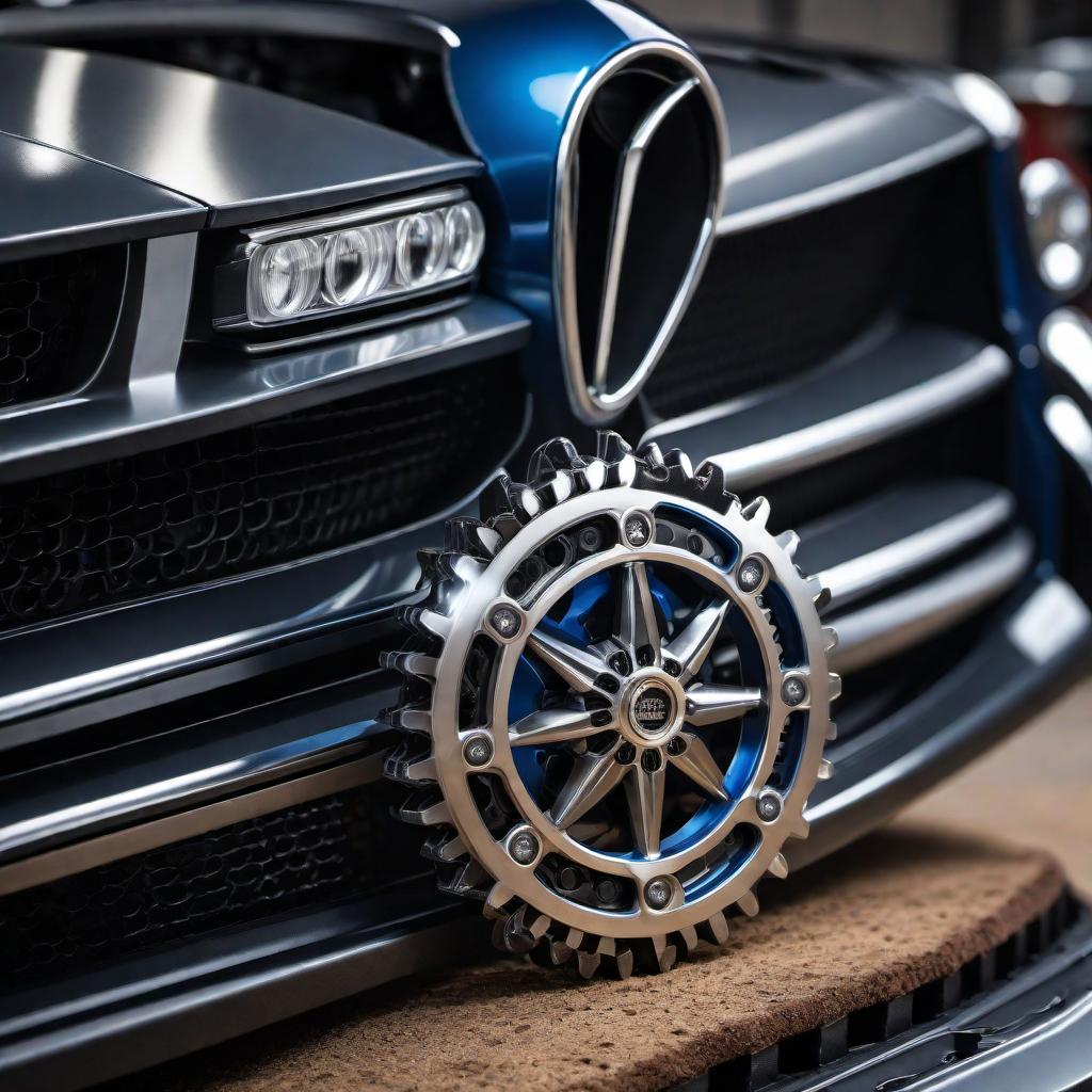  A modern, sleek, and cool logo for a mechanic shop. The logo should feature iconic elements such as gears, wrenches, and a car outline. The color scheme should include shades of metallic silver, black, and blue. The design should convey professionalism, reliability, and expertise in automotive repair. Include wrenches prominently in the logo. hyperrealistic, full body, detailed clothing, highly detailed, cinematic lighting, stunningly beautiful, intricate, sharp focus, f/1. 8, 85mm, (centered image composition), (professionally color graded), ((bright soft diffused light)), volumetric fog, trending on instagram, trending on tumblr, HDR 4K, 8K