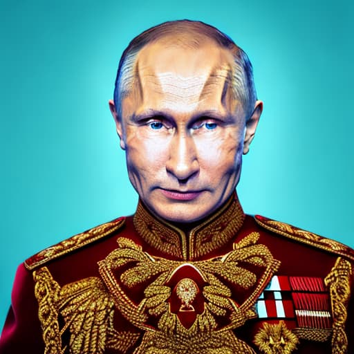 portrait+ style Emperor Putin and people, smiling