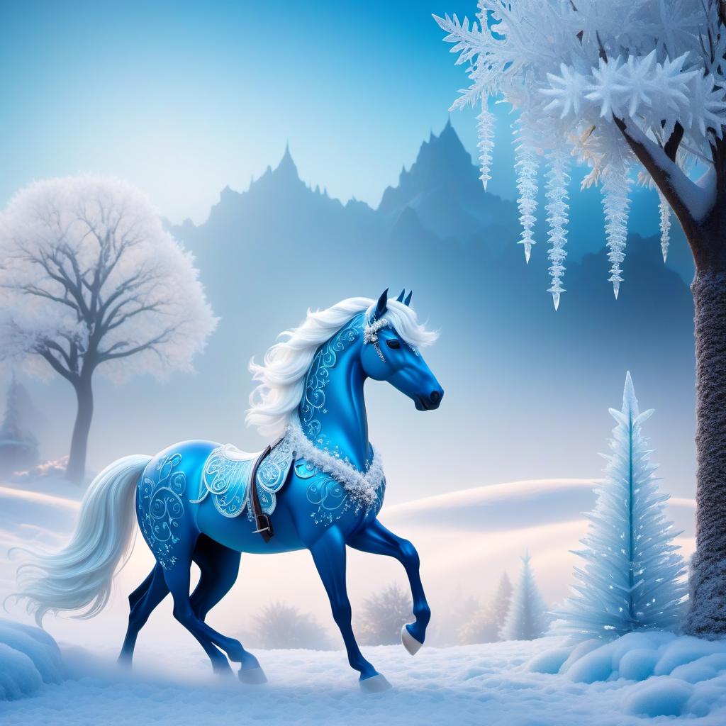  ethereal fantasy concept art of Digital image (double exposure). A carousel of ice ponies. Manes of thin openwork snowflakes. Sparkling, sparkling blue neon. Shades of white to blue. (Christmas decor: candy, caramel, wreath, poisettia). Unusual designs, sparkling surfaces. Lots of snowflakes. White snow. Silver filigree, pattern. Stylisation, decorative. Background : surrealist abstraction. Stylistics : fantasy, fairy tale, Soviet animation. High quality. Translated with DeepL.com (free version) . magnificent, celestial, ethereal, painterly, epic, majestic, magical, fantasy art, cover art, dreamy, hkmagic hyperrealistic, full body, detailed clothing, highly detailed, cinematic lighting, stunningly beautiful, intricate, sharp focus, f/1. 8, 85mm, (centered image composition), (professionally color graded), ((bright soft diffused light)), volumetric fog, trending on instagram, trending on tumblr, HDR 4K, 8K