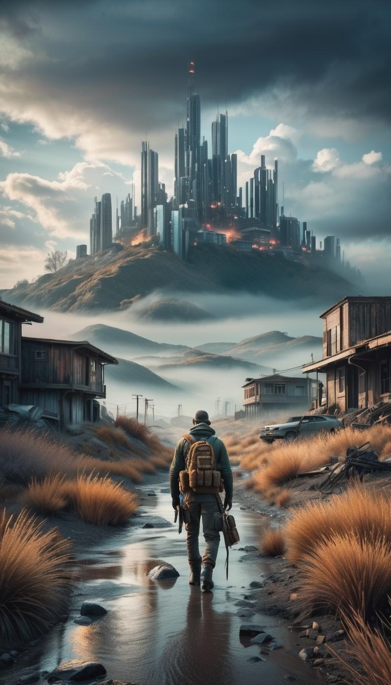  Post apocalyptic style depiction of Clouds, dark, realistic, 4K, darker . Futuristic, technological, survival in the wasteland, desolate cities, and the resilience and survival instincts of humanity theme. hyperrealistic, full body, detailed clothing, highly detailed, cinematic lighting, stunningly beautiful, intricate, sharp focus, f/1. 8, 85mm, (centered image composition), (professionally color graded), ((bright soft diffused light)), volumetric fog, trending on instagram, trending on tumblr, HDR 4K, 8K