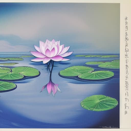  Image of 1 white transparency lotus flower in heaven with serenity tone and holy spirituality mood