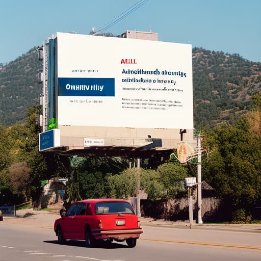 analog style a bill board written "OMANYE SERVICES_ Lit data plug"with a crowd reading it