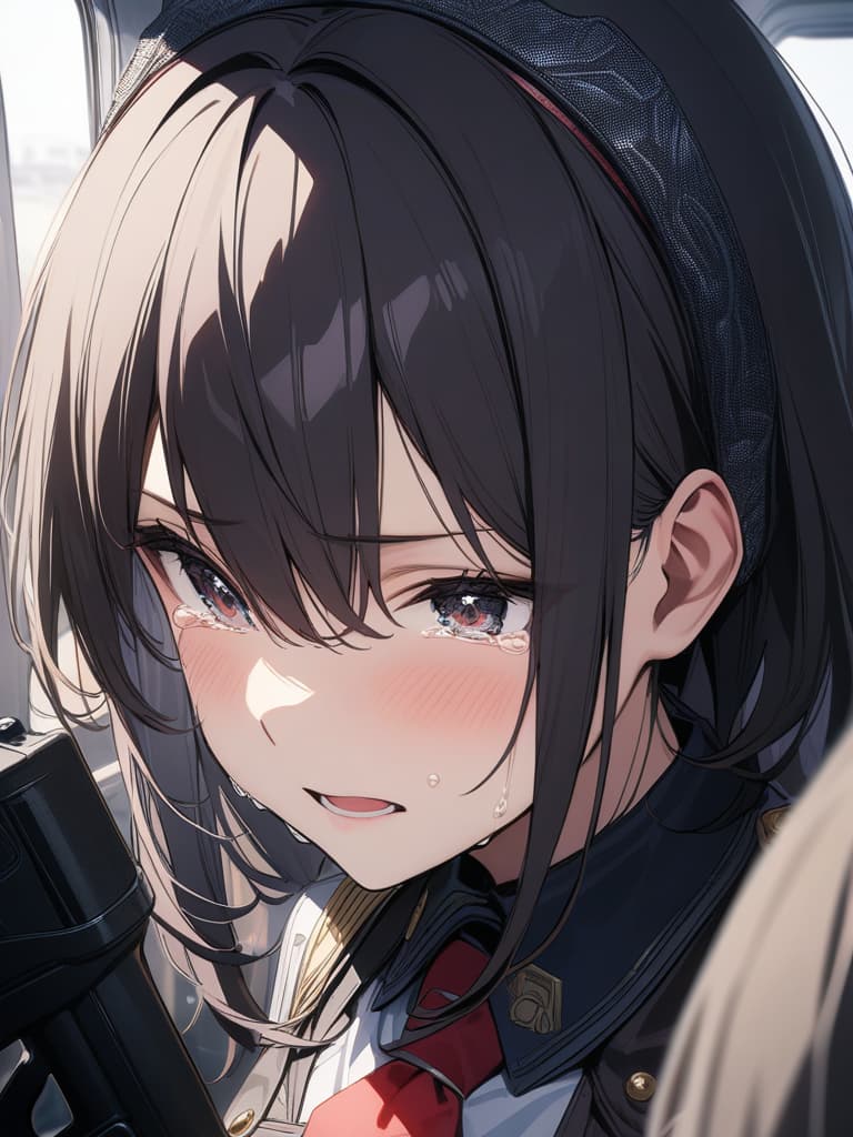  Pistols, muzzle toward opponents, crying, police officers, masterpiece, best quality,8k,ultra detailed,high resolution,an extremely delicate and beautiful,hyper detail