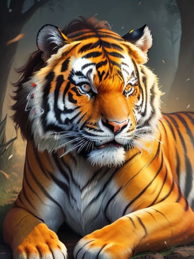  Musculer Tiger, masterpieces, top quality, best quality, official art, beautiful and aesthetic, realistic, 4K, 8K