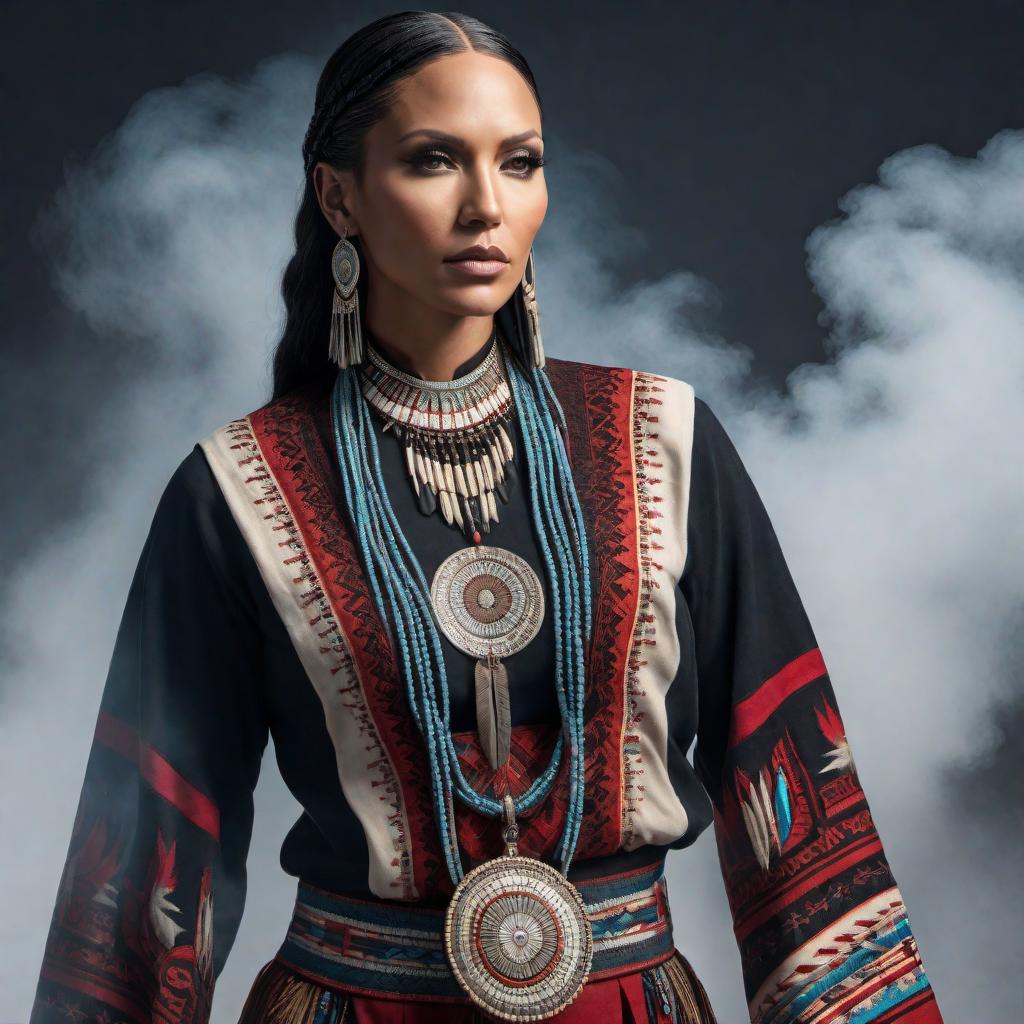  A beautiful Native American woman standing confidently beside Eminem, both depicted on the Wolofshuwa side. The Native American woman has traditional and elegant attire with intricate patterns and jewelry, reflecting her cultural heritage. The background portrays the Wolofshuwa side, emphasizing unique and culturally significant elements. Eminem stands beside her, symbolizing unity and collaboration, with his signature style and presence. hyperrealistic, full body, detailed clothing, highly detailed, cinematic lighting, stunningly beautiful, intricate, sharp focus, f/1. 8, 85mm, (centered image composition), (professionally color graded), ((bright soft diffused light)), volumetric fog, trending on instagram, trending on tumblr, HDR 4K, 8K