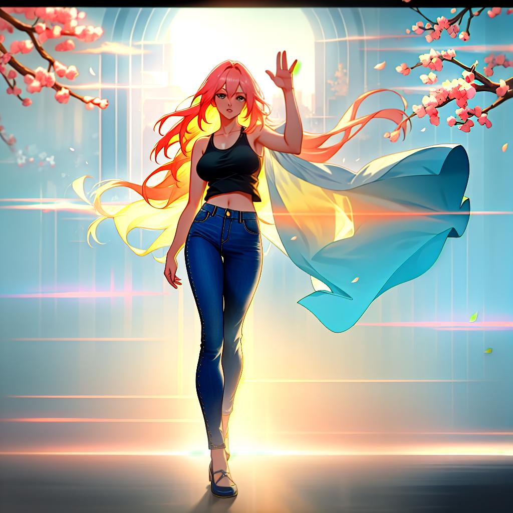  Female, standing up straight, full body, curvy, skinny jeans, tank top, long hair, blushing, waving , Sakura , hyperrealistic, full body, detailed clothing, highly detailed, cinematic lighting, stunningly beautiful, intricate, sharp focus, f/1. 8, 85mm, (centered image composition), (professionally color graded), ((bright soft diffused light)), volumetric fog, trending on instagram, trending on tumblr, HDR 4K, 8K hyperrealistic, full body, detailed clothing, highly detailed, cinematic lighting, stunningly beautiful, intricate, sharp focus, f/1. 8, 85mm, (centered image composition), (professionally color graded), ((bright soft diffused light)), volumetric fog, trending on instagram, trending on tumblr, HDR 4K, 8K