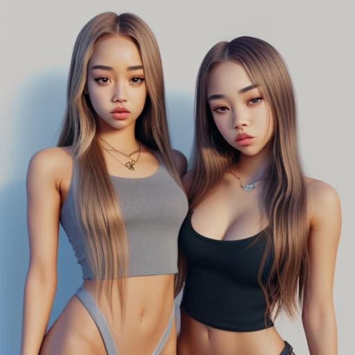  Charly Jordan and Jennie Kim realistic face, perfect body full body