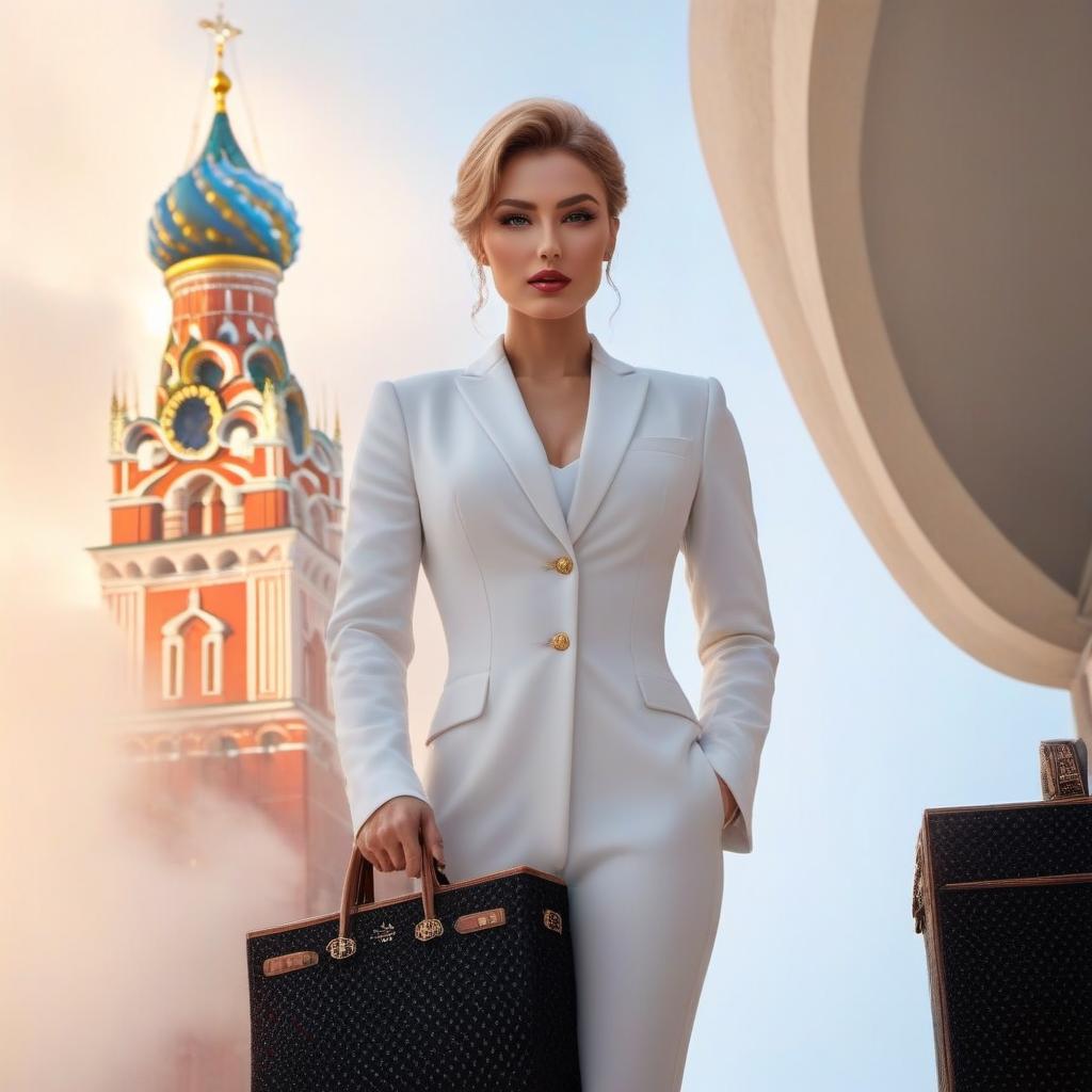  Be on the background of the Kremlin hyperrealistic, full body, detailed clothing, highly detailed, cinematic lighting, stunningly beautiful, intricate, sharp focus, f/1. 8, 85mm, (centered image composition), (professionally color graded), ((bright soft diffused light)), volumetric fog, trending on instagram, trending on tumblr, HDR 4K, 8K