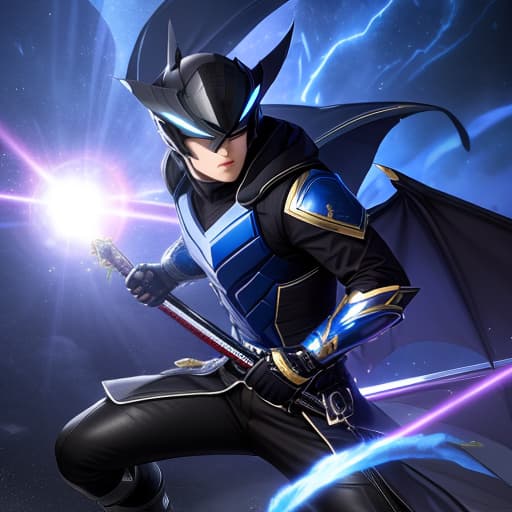  a 17-year old male draconic superhero wearing a dragon superhero uniform consisting of a dark blue suit with scales, black pants with a utility belt, boots, gloves, wings on his back, and a dragon helmet with a visor covering the eyes attacking with a sword in a dark underwater background in a battle pose., ((best quality)), ((masterpiece)), highly detailed, absurdres, HDR 4K, 8K