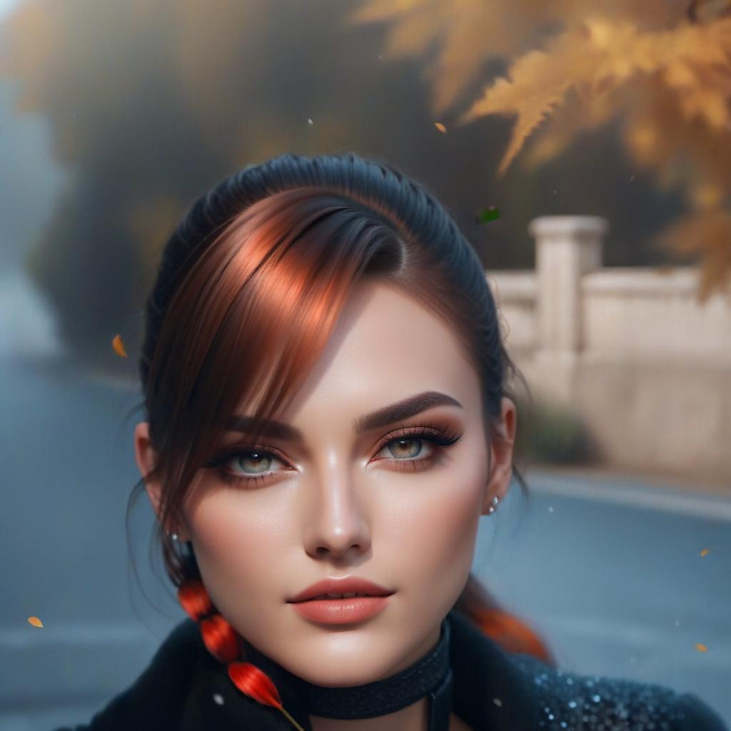  (Masterpiece, acrylic painting: 1.7). close up, portrait, , background nature autumn, crayons, pencils, 8k digital art, Artgerm, Steven DaLuz, imon Prades, Guweiz, John Berkey,, ultra hd, realistic, vivid colors, highly detailed, UHD drawing, pen and ink, perfect composition, beautiful detailed intricate insanely detailed octane render trending on artstation, 8k artistic photography, photorealistic concept art, soft natural volumetric cinematic perfect light young , european , brown eyes, straight brown long hair gathered in a ponytail, beautiful and regular facial features, , slender, dressed in a dark gray dress, narrow long fingers, graceful, full length, dress, black dress with white cuffs and a wh hyperrealistic, full body, detailed clothing, highly detailed, cinematic lighting, stunningly beautiful, intricate, sharp focus, f/1. 8, 85mm, (centered image composition), (professionally color graded), ((bright soft diffused light)), volumetric fog, trending on instagram, trending on tumblr, HDR 4K, 8K