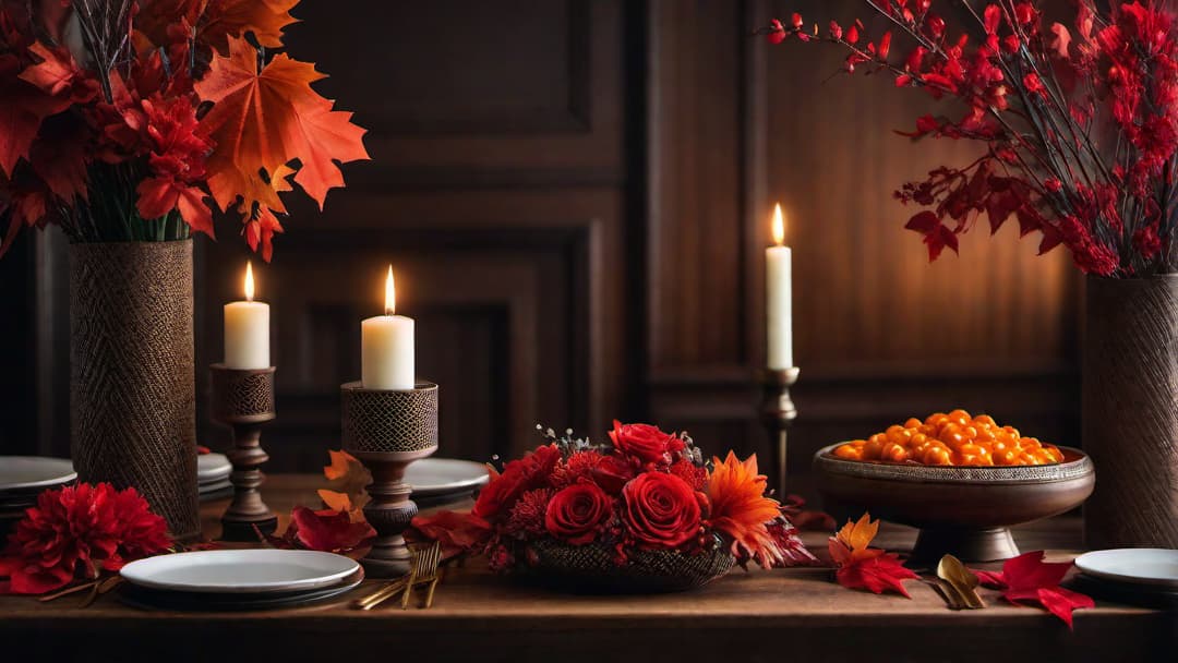  Generate an image of a captivating wedding table centerpiece perfect for an autumn wedding. The centerpiece should include elements like <strong>wood slice centerpieces</strong> and <strong>tree centrepiece wedding</strong> decorations. Incorporate autumn themed decor such as red and orange leaves, along with delicate white flowers, to convey a rustic yet elegant vibe. hyperrealistic, full body, detailed clothing, highly detailed, cinematic lighting, stunningly beautiful, intricate, sharp focus, f/1. 8, 85mm, (centered image composition), (professionally color graded), ((bright soft diffused light)), volumetric fog, trending on instagram, trending on tumblr, HDR 4K, 8K