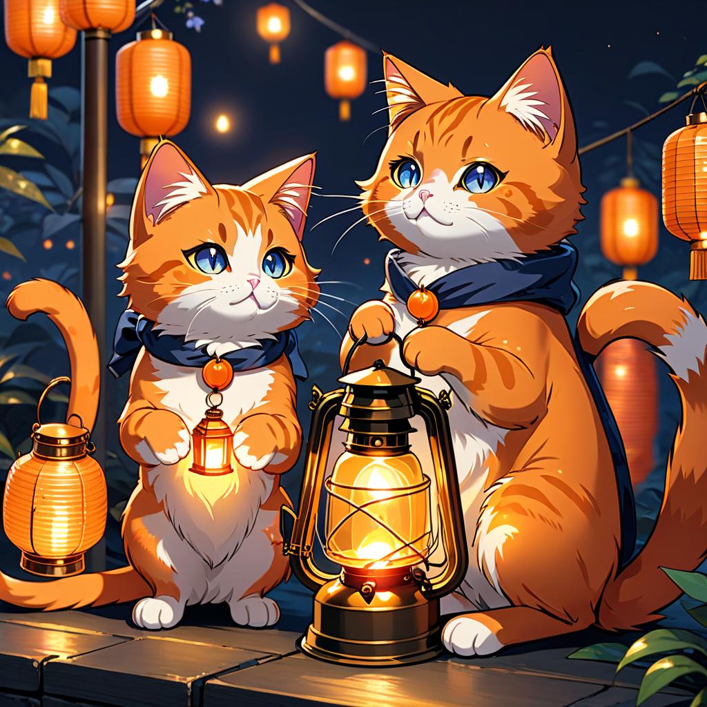  anime artwork Many orange cats, holding lanterns, background is dark, theme is search ONLY CATS [i]вет давится декалка[/i] color orange, cats hold lanterns, dark background, search theme ONLY CATS [i]if a sticker presses[/i] meanings: orange color, cats with lanterns, dark background, theme search ONLY CATS [i]if the sticker is pressed[/i] color: orange, cats with lanterns, background is dark, theme is searching ONLY CATS [i]press the sticker[/i] meanings: orange color cats, handle lanterns, dark area, searching topic ONLY CATS [i]the sticker is pressed[/i] meanings: orange colored cats, hold lanterns, purplish backdrop, search theme ONLY CATS [i]pressed sticker[/i] color: orange, cats hold lanterns, dark background, searc hyperrealistic, full body, detailed clothing, highly detailed, cinematic lighting, stunningly beautiful, intricate, sharp focus, f/1. 8, 85mm, (centered image composition), (professionally color graded), ((bright soft diffused light)), volumetric fog, trending on instagram, trending on tumblr, HDR 4K, 8K