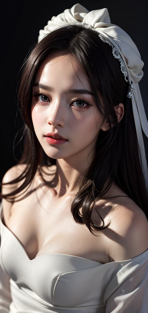  Best quality, masterpiece, ultra high res, (photorealistic:1.4), raw photo, (detail face:1.3), (realistic skin), deep shadow, dramatic lighting, feminine, stylish, ethereal beauty, Japanese, beautiful eyes, gentle, elegant, tear bags, beautiful waist, beautiful collarbone, serious, cute, deep shadow, dramatic lighting, portrait, portrait size, unedited, symmetrical balance