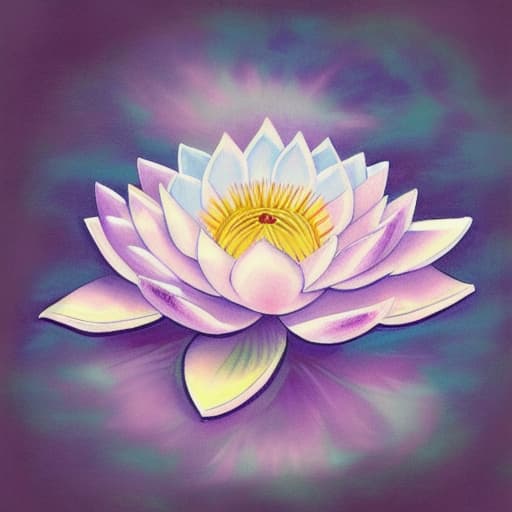  Image of 1 white lotus flower in heaven with serenity tone and holy spirituality mood create overall image in very lovely pastel palette