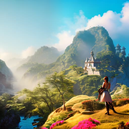 modern disney style cute girl hyperrealistic, full body, detailed clothing, highly detailed, cinematic lighting, stunningly beautiful, intricate, sharp focus, f/1. 8, 85mm, (centered image composition), (professionally color graded), ((bright soft diffused light)), volumetric fog, trending on instagram, trending on tumblr, HDR 4K, 8K