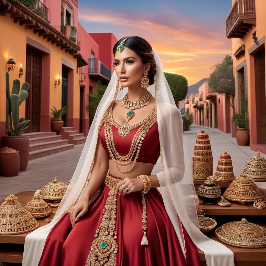  Visual representation of a social media marketing campaign for Carranza Jewelers in Mexico, showing creative posts, engagement with customers, influencer collaborations, and brand awareness. The image should include elements like jewelry, social media logos, and Mexican cultural references. hyperrealistic, full body, detailed clothing, highly detailed, cinematic lighting, stunningly beautiful, intricate, sharp focus, f/1. 8, 85mm, (centered image composition), (professionally color graded), ((bright soft diffused light)), volumetric fog, trending on instagram, trending on tumblr, HDR 4K, 8K