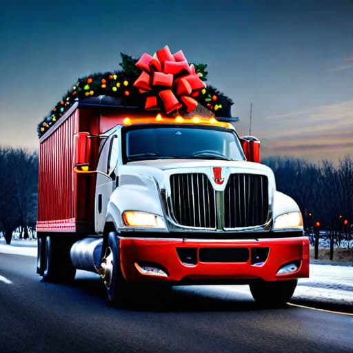  Truck Christmas, truck in a Christmas bow, the most Christmas truck ever hyperrealistic, full body, detailed clothing, highly detailed, cinematic lighting, stunningly beautiful, intricate, sharp focus, f/1. 8, 85mm, (centered image composition), (professionally color graded), ((bright soft diffused light)), volumetric fog, trending on instagram, trending on tumblr, HDR 4K, 8K