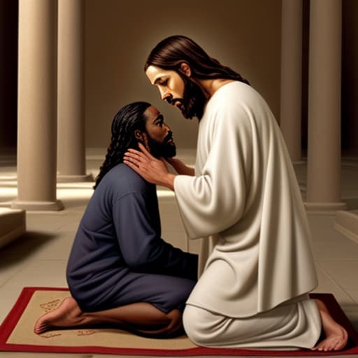  Picture of Jesus Christ praying with an African American Make