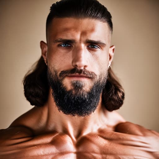 portrait+ style Russian fitness model queer brunette hunk dilf dude face